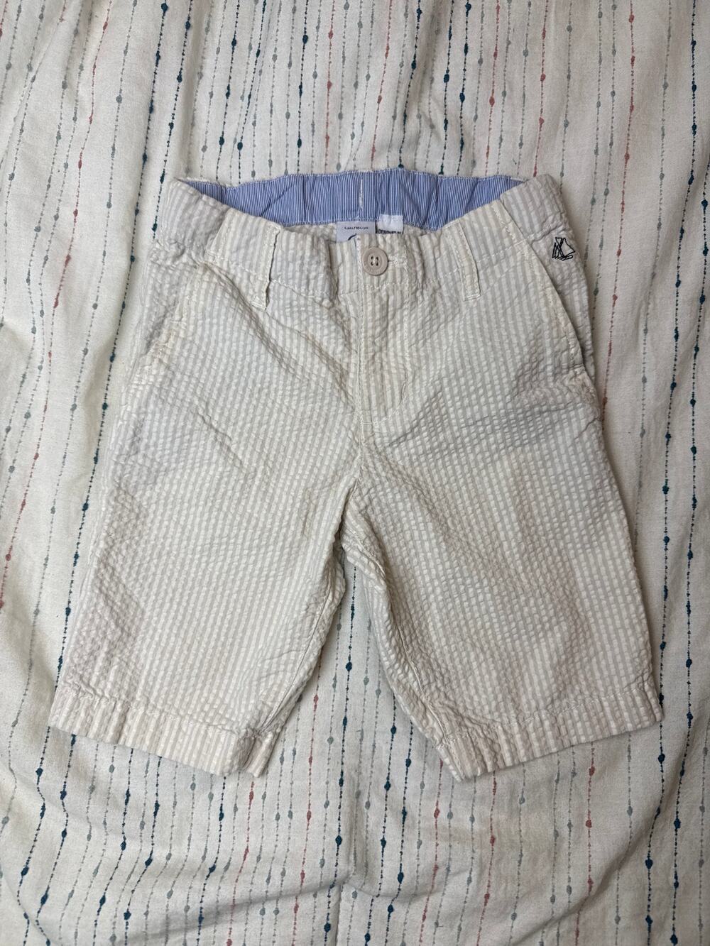 Petit Bateau Tan White Chino Shorts Boys Size 4T